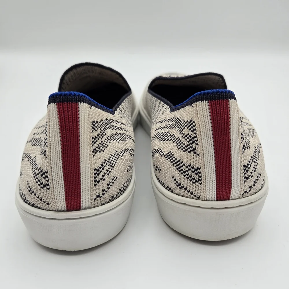 Rothy's The Sneaker Maritime Tiger Slip On Shoes Gray Stripe Women's Size 8.5
